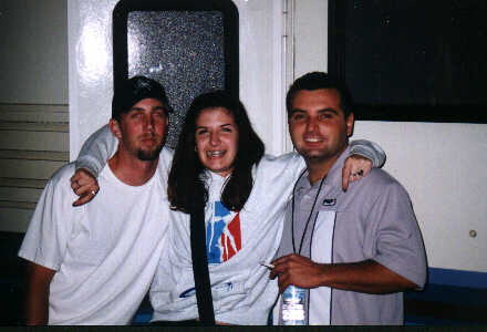 Me looking like a moron in my braces, with the sexy Strung Out merch guy, Lance(left)...and the studly Strung Out guitarist, Rob (right)